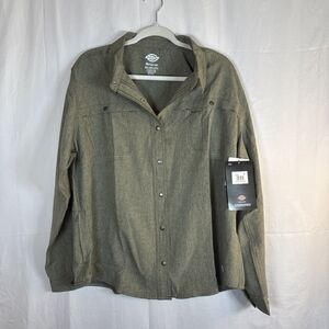 Dickies Temp IQ Women's Cooling Utility Long Sleeve Shirt Green Snap Size 2XL